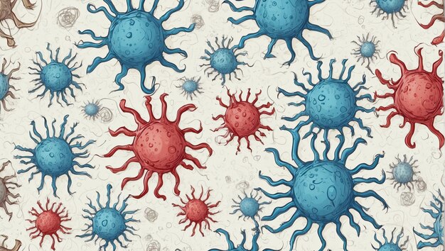Photo seamless pattern of virus theme in illustration style health concept