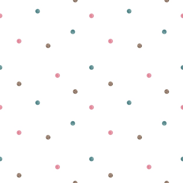Seamless pattern of watercolor spots of pink blue and brown colors made in watercolor confetti