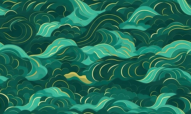 Seamless pattern wave Japanese texture For textile postcard book illustration