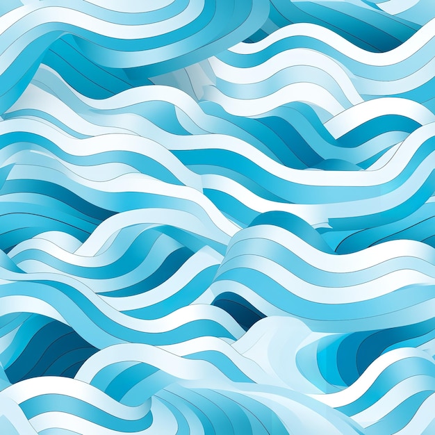 seamless pattern wavy blue lines