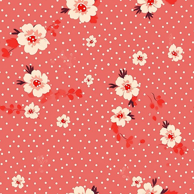 Seamless pattern wildflowers in red