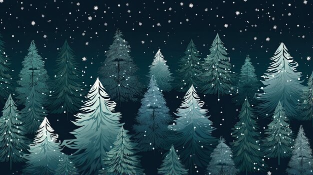 Seamless pattern of winter coniferous forest