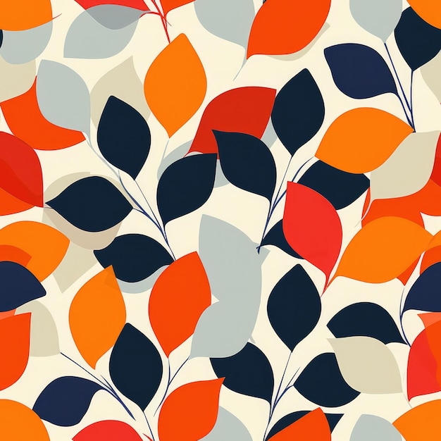 Seamless pattern with abstract flowers and leaves