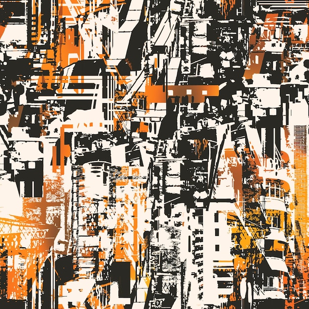 Photo seamless pattern with abstract urban city,illustration