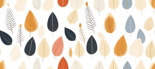 Seamless pattern with autumn leaves Scandinavian style