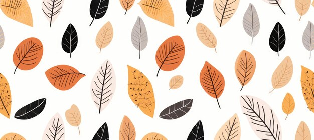 Seamless pattern with autumn leaves Scandinavian style