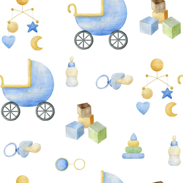 Photo seamless pattern with baby elements