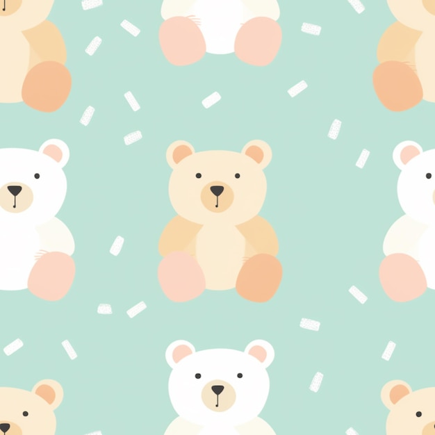 Seamless pattern with bears on a blue background.