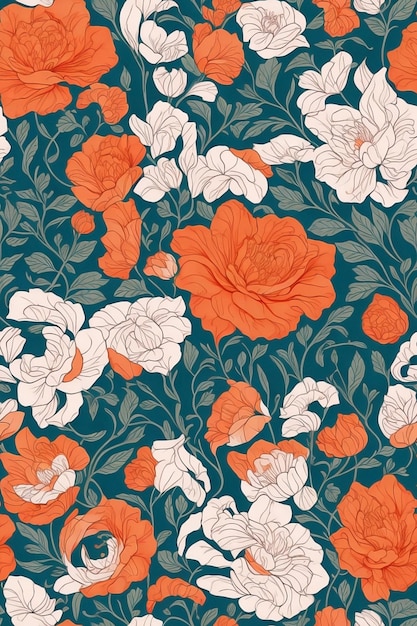 Seamless pattern with beautiful floral motifs