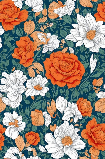 Seamless pattern with beautiful floral motifs