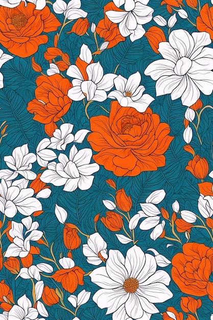 Seamless pattern with beautiful floral motifs