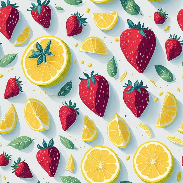 Seamless pattern with beautiful fruit motifs