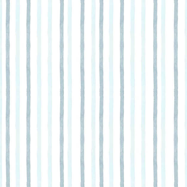 Seamless pattern with blue and blue stripes painted by hand in watercolor on a white