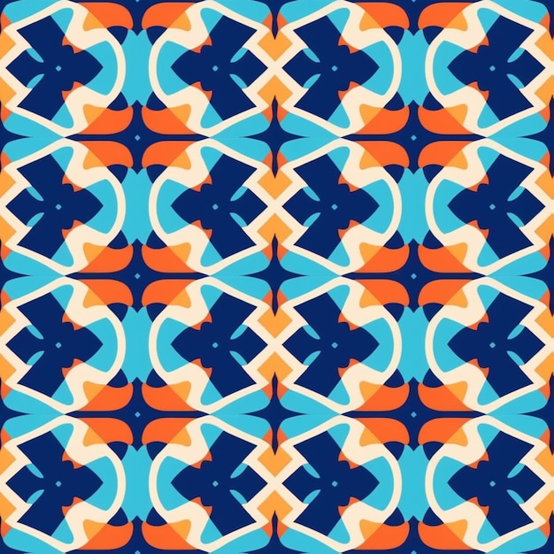 A seamless pattern with blue and orange colors.