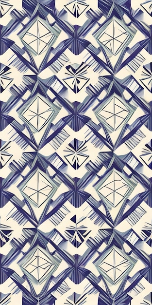 Бесшовный узор с синими и белыми геометрическими фигурами