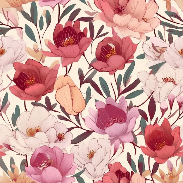 Seamless pattern with a bouquet of flowers.