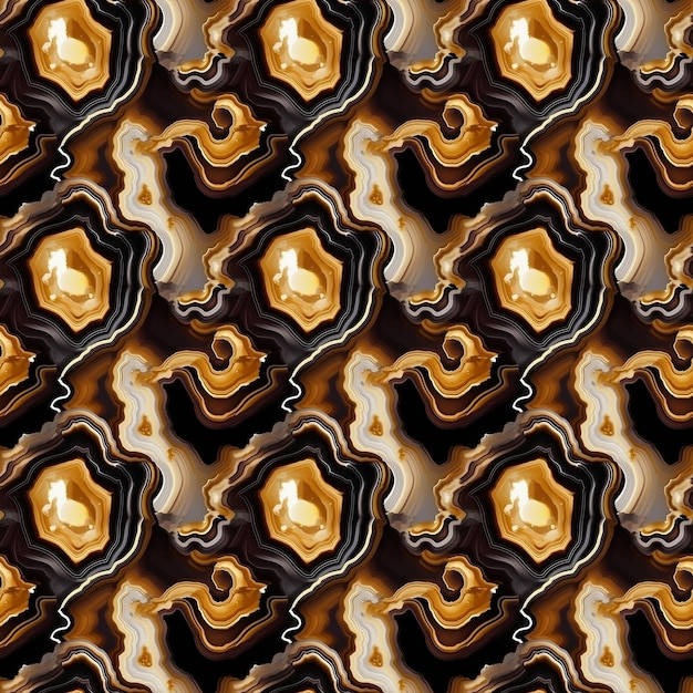 A seamless pattern with a brown and gold swirls.