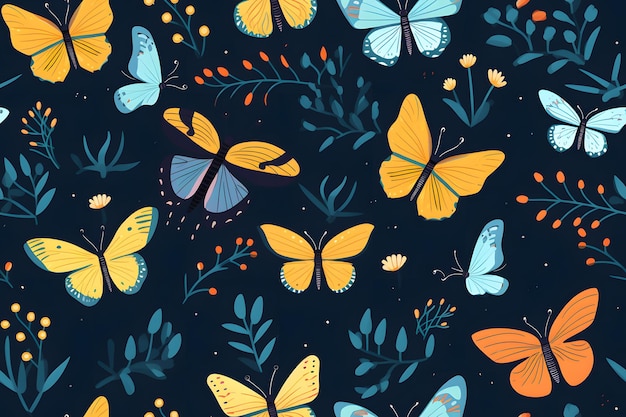 Seamless pattern with butterflies