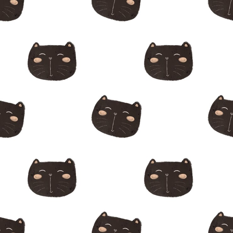 Photo seamless pattern with cartoon cats colorful illustartion flat for kids hand drawing