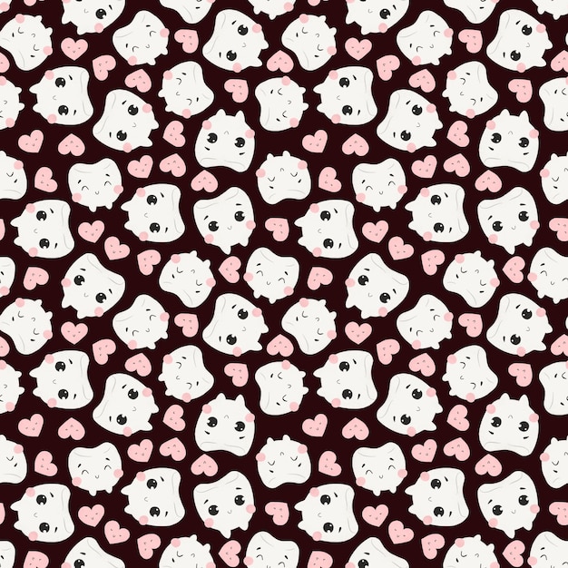 Photo seamless pattern with cartoon teeth heart