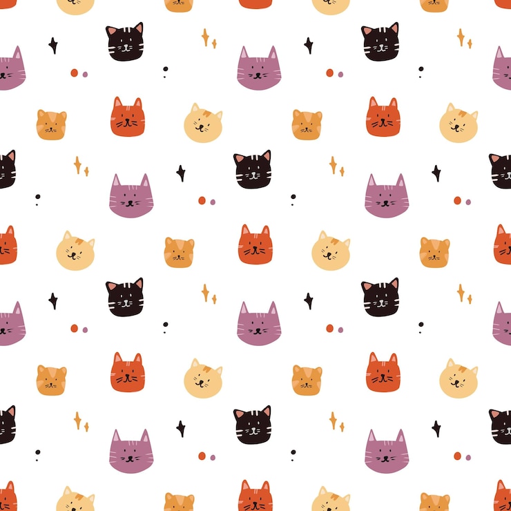 Photo seamless pattern with cats cute cat seamless pattern cat pattern