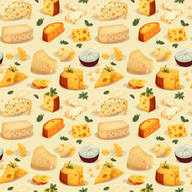 Photo seamless pattern with cheese and bread