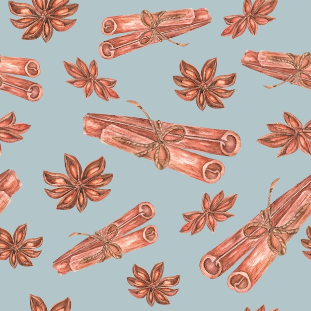 Seamless pattern with cinnamon for prints cafe decoration home textiles napkins