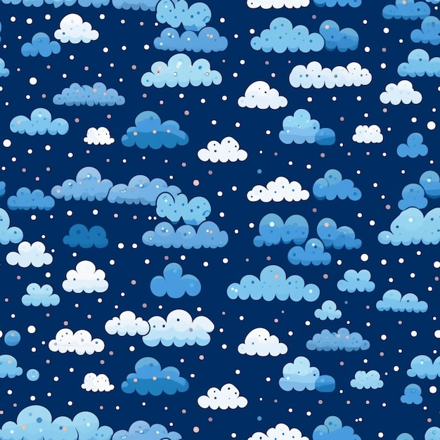 Seamless pattern with clouds on a dark blue background.