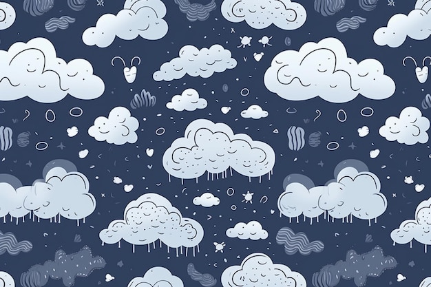 Photo a seamless pattern with clouds and stars.