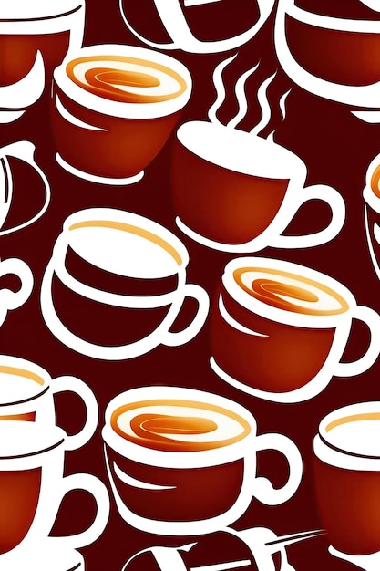 Seamless pattern with coffee cups