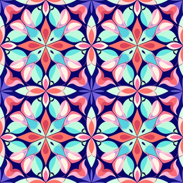 Seamless pattern with a colored flower pattern.