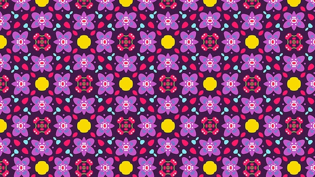 Photo a seamless pattern with colorful flowers and leaves.