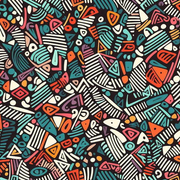 A seamless pattern with a colorful geometric shapes.