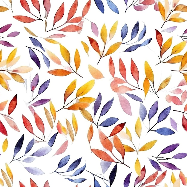 A seamless pattern with colorful leaves.