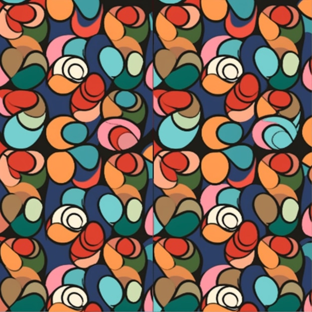 A seamless pattern with a colorful swirls.