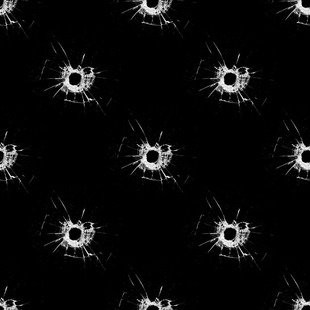 Seamless pattern with cracks on glass isolated on black background