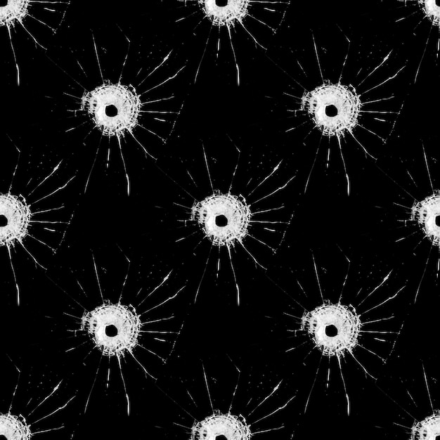 Seamless pattern with cracks on glass isolated on black background