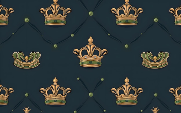 Seamless pattern with crowns on a dark background