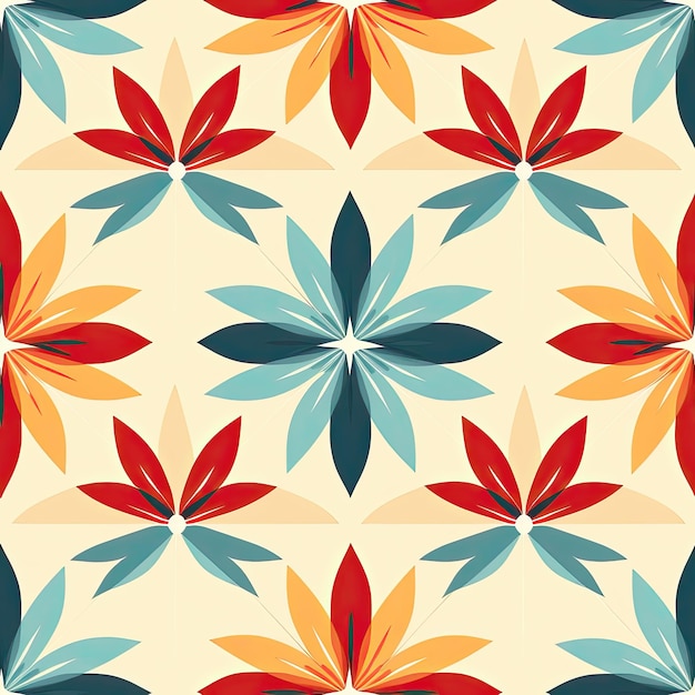 Seamless pattern with decorative design in retro style Vector illustration Tile