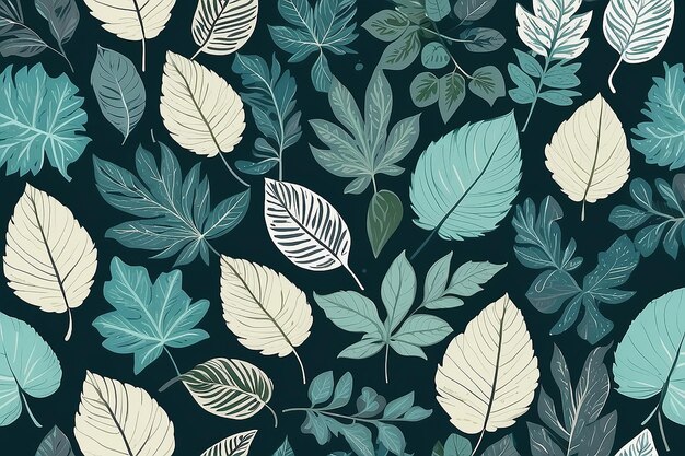 Seamless pattern with different leaves Vector illustration