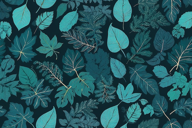 Seamless pattern with different leaves Vector illustration