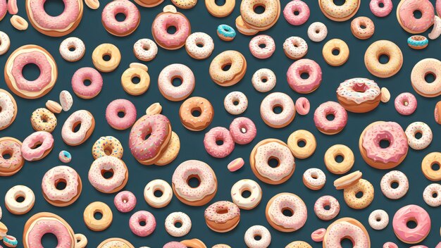 Photo seamless pattern with donuts on a dark blue background