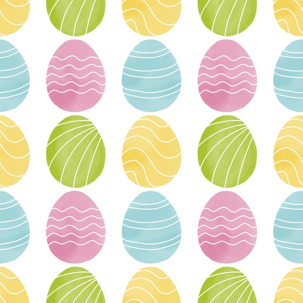 Photo seamless pattern with easter eggs hand drawn illustration in watercolor style