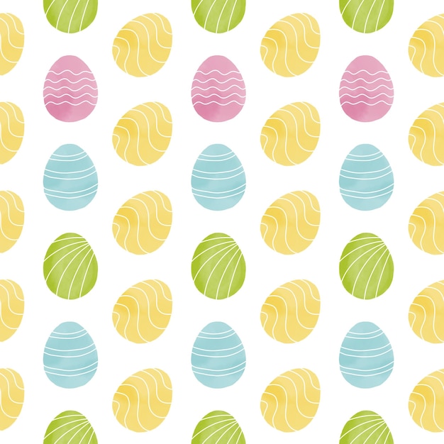 Photo seamless pattern with easter eggs hand drawn illustration in watercolor style