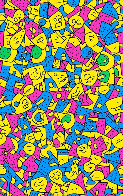 A seamless pattern with faces and faces.