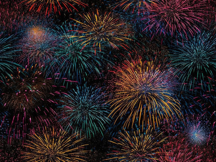 Photo seamless pattern with fireworks holliday celebration illustration wallpaper background design generative ai