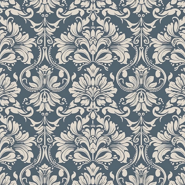 A seamless pattern with a floral design on a blue background.