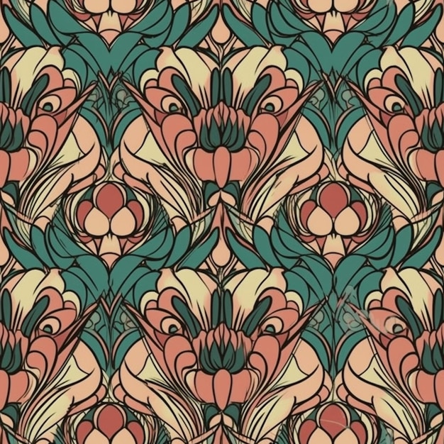 Photo seamless pattern with a floral design in pastel colors.