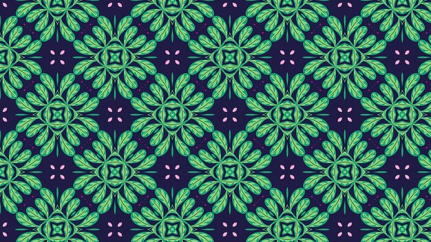 Photo seamless pattern with a floral motif in green and purple.