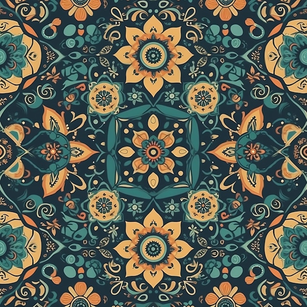 Photo a seamless pattern with a floral pattern.